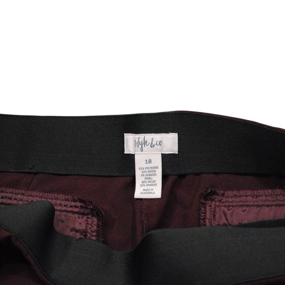 STYLE & CO stretch pants  18W  Burgundy  pull on wide waist band - Picture 3 of 6